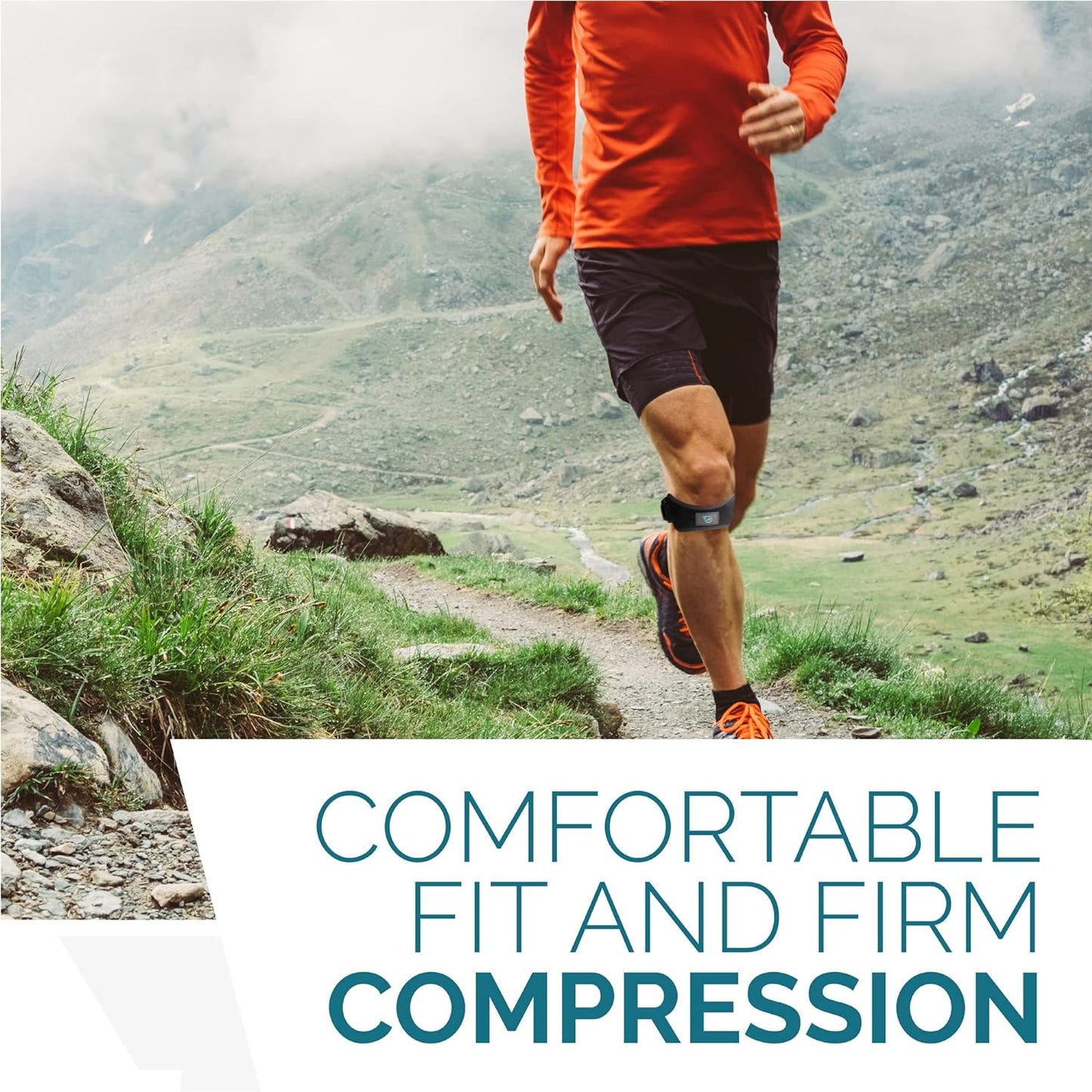 Sports Patella Strap Knee Brace Support for Arthritis, ACL, Running, Basketball, Meniscus Tear, Sports, Athletic. Best Knee Brace for Hiking, Soccer, Volleyball & Squats (Pack of 2, Black)