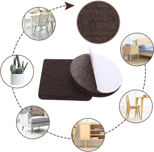Felt Furniture Pads -56 Pcs(1+2)” Premium Felt Pads for Chair Legs Furniture, Floor Protectors for Hardwood Floors,Brown