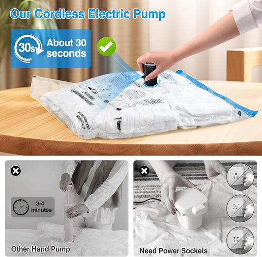 Cordless Electric Pump for Vacuum Storage Bags Travel Air Pump for Various Space Saver Bags Portable Rechargable Seal Bag Pump for Compression Clothes, Blanket, Luggage (Storage Bag Not Included)