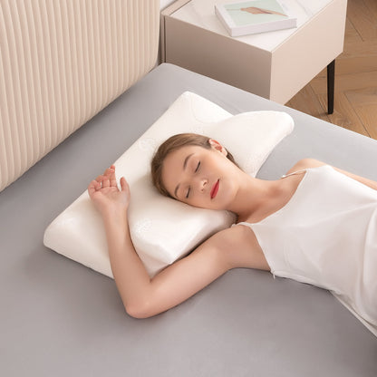 Cervical Pillow Memory Foam Orthopedic Pillow for Neck Pain Sleeping Side, Back, Stomach Sleeper with Washable Pillowcase