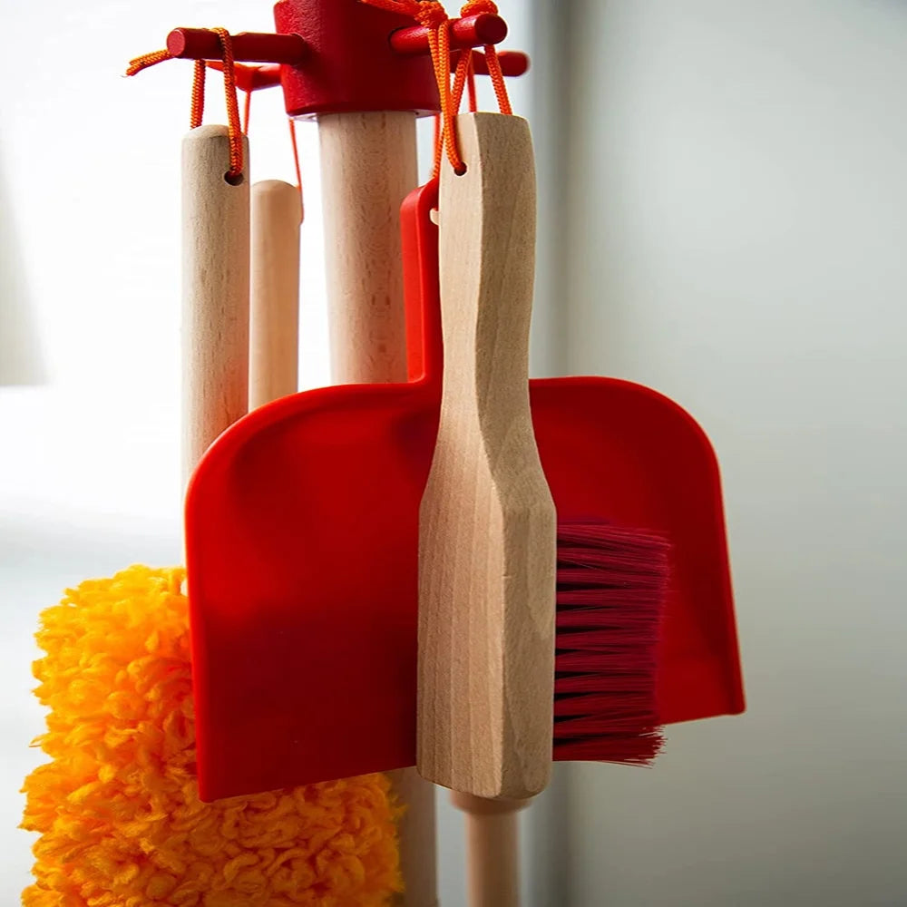 Eco-Friendly Wooden Cleaning Play Set for 3+ Ages Kids, Pretend Kit, Sustainable Wood