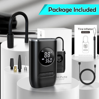 Portable Air Pump with Digital Pressure Gauge