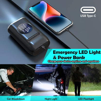 Portable Air Pump with Digital Pressure Gauge