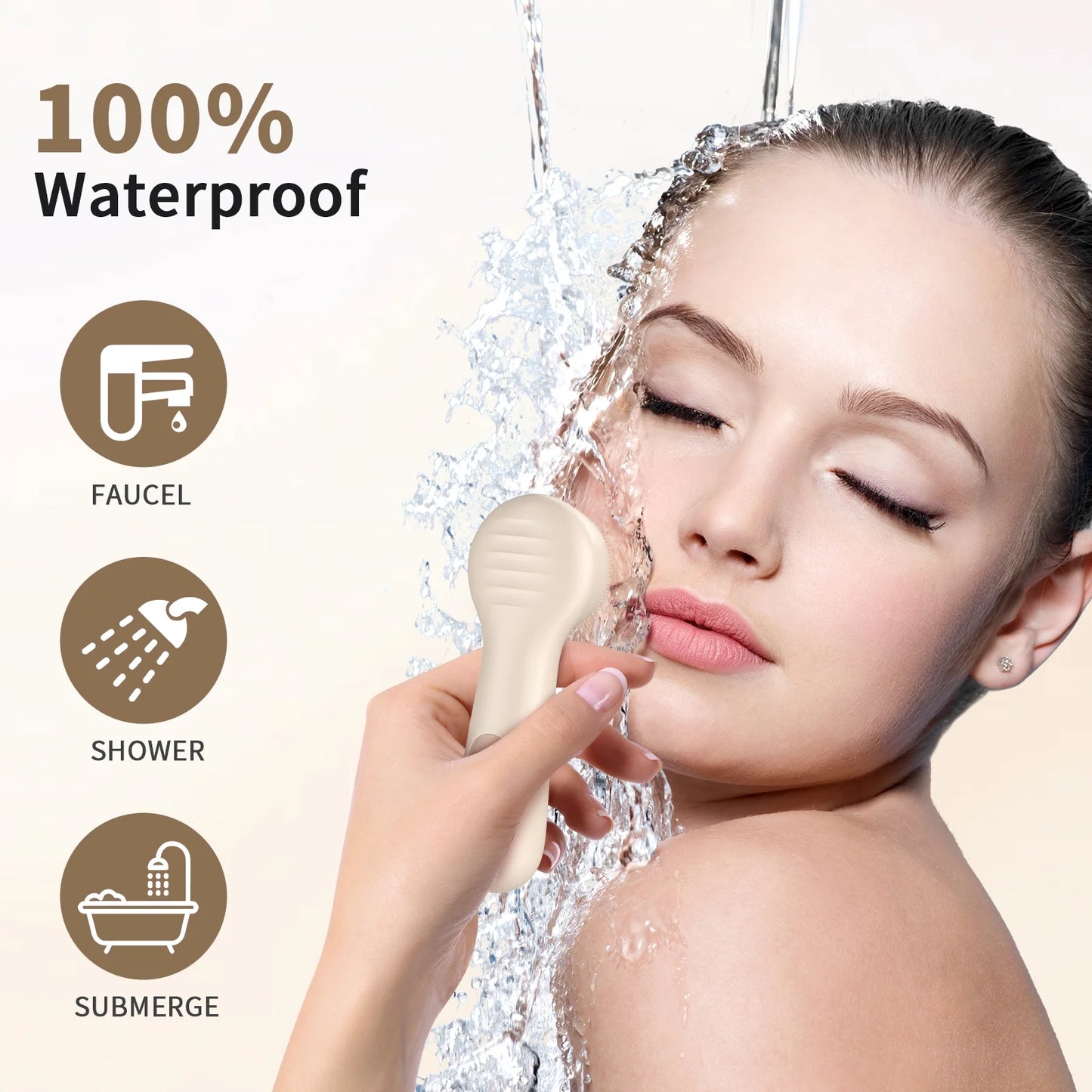 Facial Cleansing Brush,Ipx7 Waterproof Sonic Face Brush for All Skin Types,Electric Silicone Face Scrubber for Deep Cleansing and Exfoliation