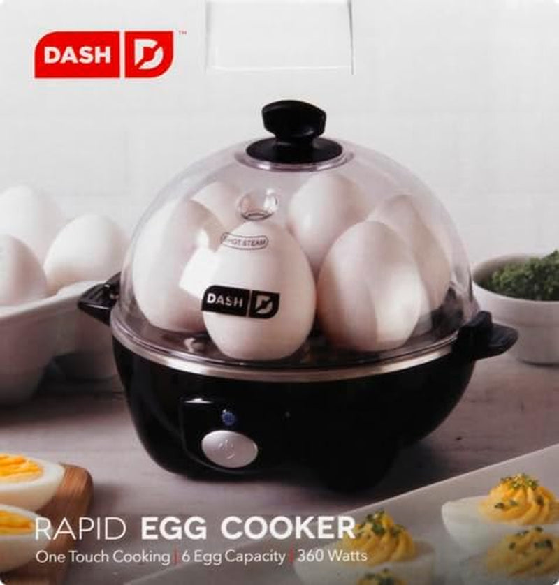 Rapid Egg Cooker: 6 Egg Capacity Electric Egg Cooker for Hard Boiled Eggs, Poached Eggs, Scrambled Eggs, or Omelets with Auto Shut off Feature - Black