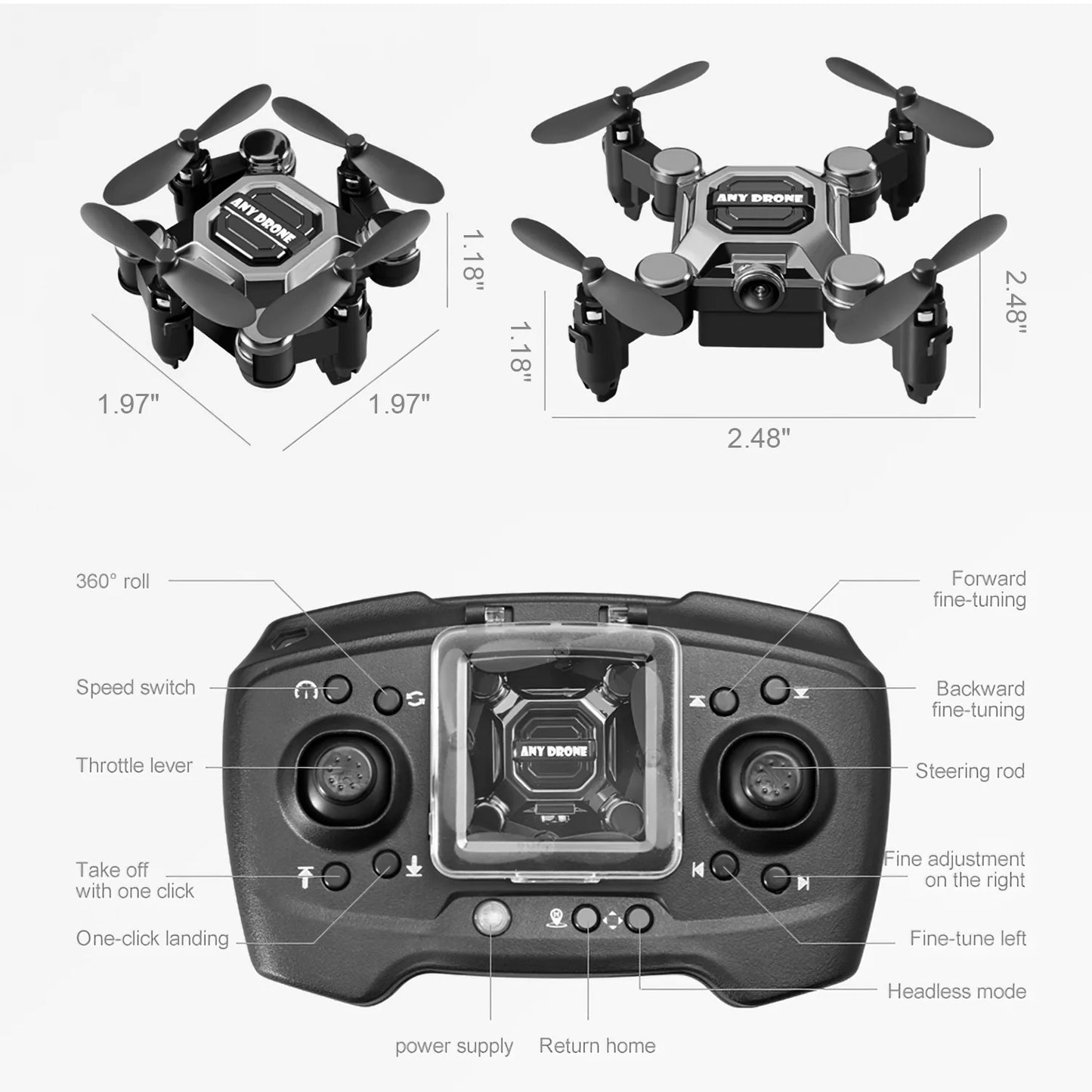 4K Foldable Drone for Kids, Mini Drone with Camera, Portable RC Quadcopter with Altitude Hold 3D Flips and Headless Mode Easy to Fly