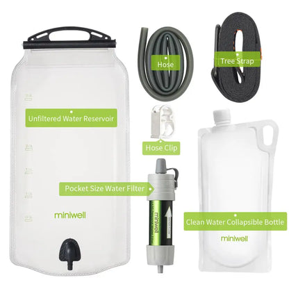 Miniwell Water Purifier Water Straw Filter Survival Emergency Kit for Hiking,Camping,Survival,Emergency