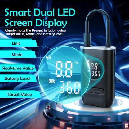 Portable Air Pump with Digital Pressure Gauge