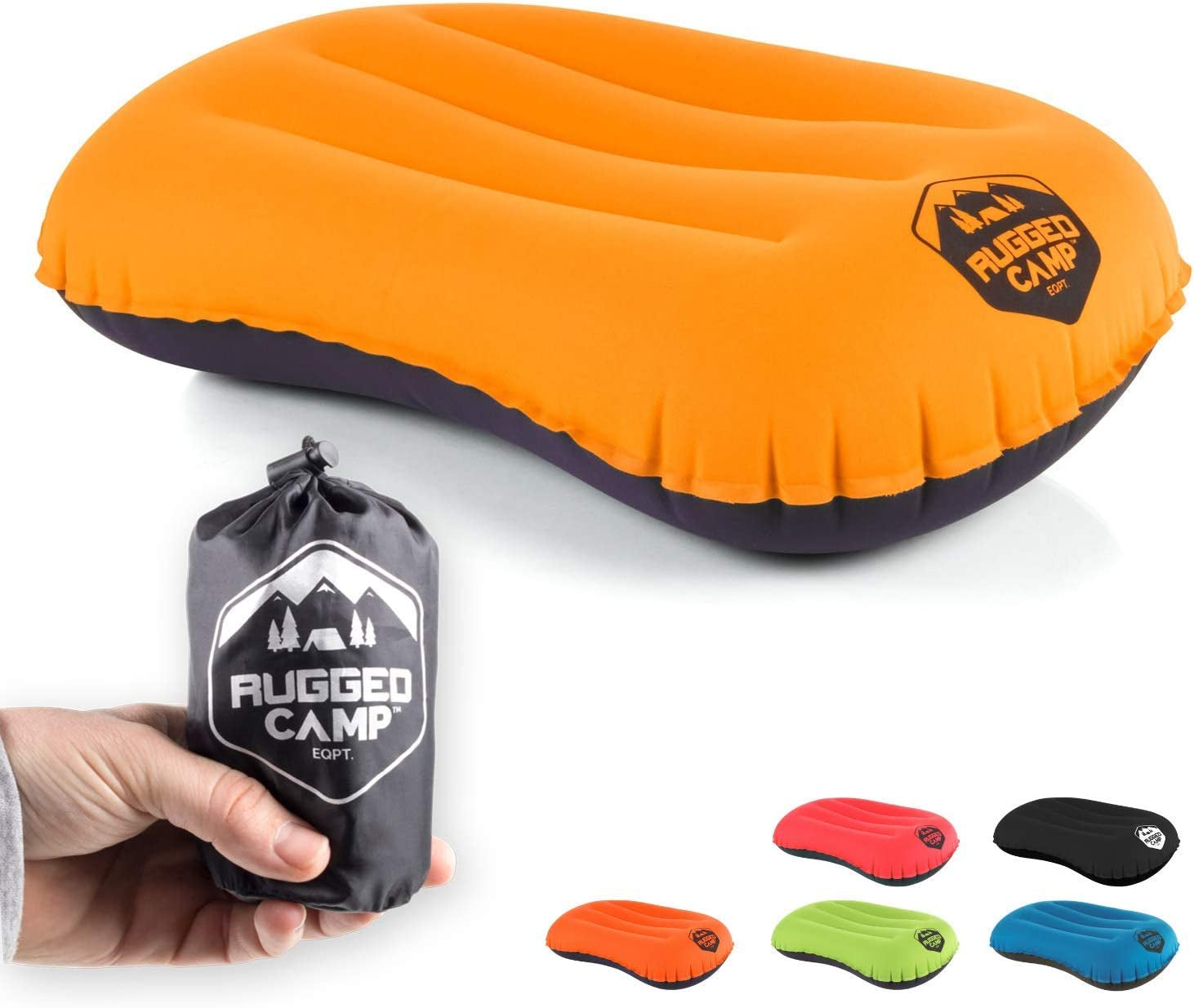Compressible Inflatable Camping Pillow - Backpacking & Beach Use, Multiple Colors, Ergonomic Neck & Lumbar Support
