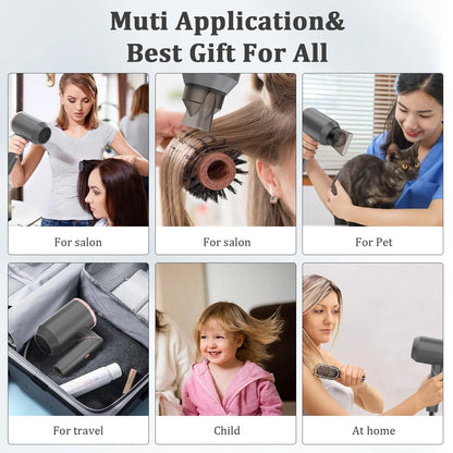 Hair Dryer, 1800W Fast Hair Blower with Constant Temperature, Negative Ionic Blow Dryer for Curly Hair Reduce Frizz & Damage Free, Foldable & Safe Plug Blower