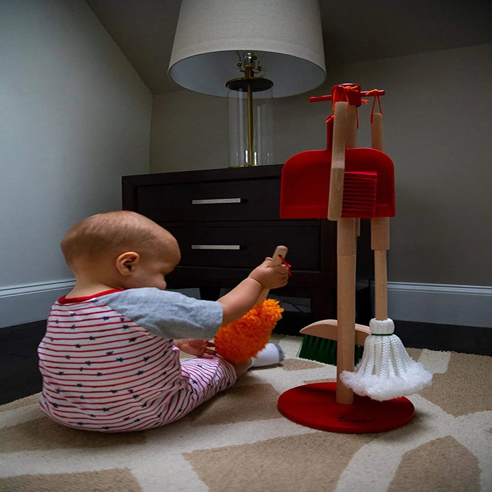 Eco-Friendly Wooden Cleaning Play Set for 3+ Ages Kids, Pretend Kit, Sustainable Wood