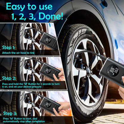 Portable Air Pump with Digital Pressure Gauge