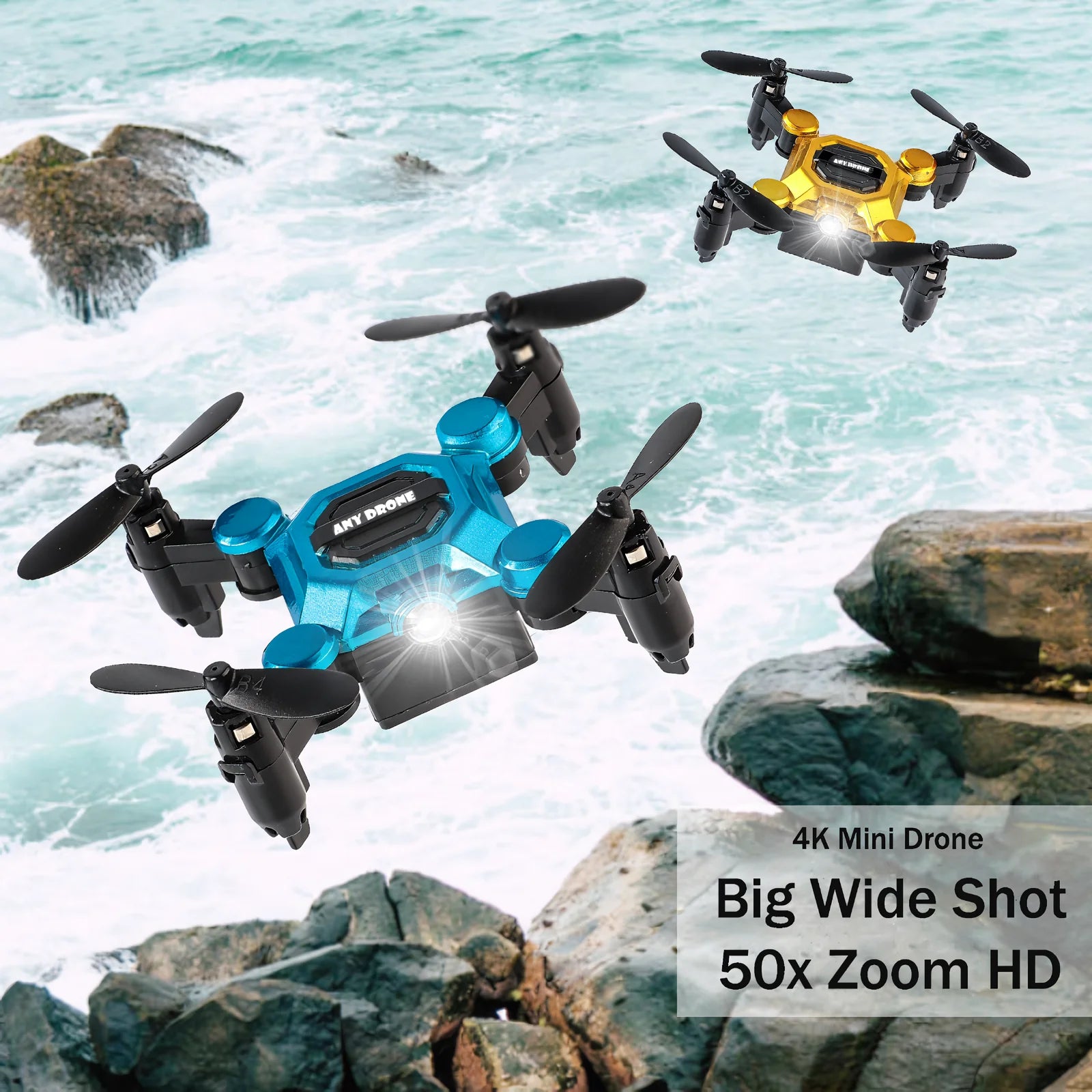 4K Foldable Drone for Kids, Mini Drone with Camera, Portable RC Quadcopter with Altitude Hold 3D Flips and Headless Mode Easy to Fly