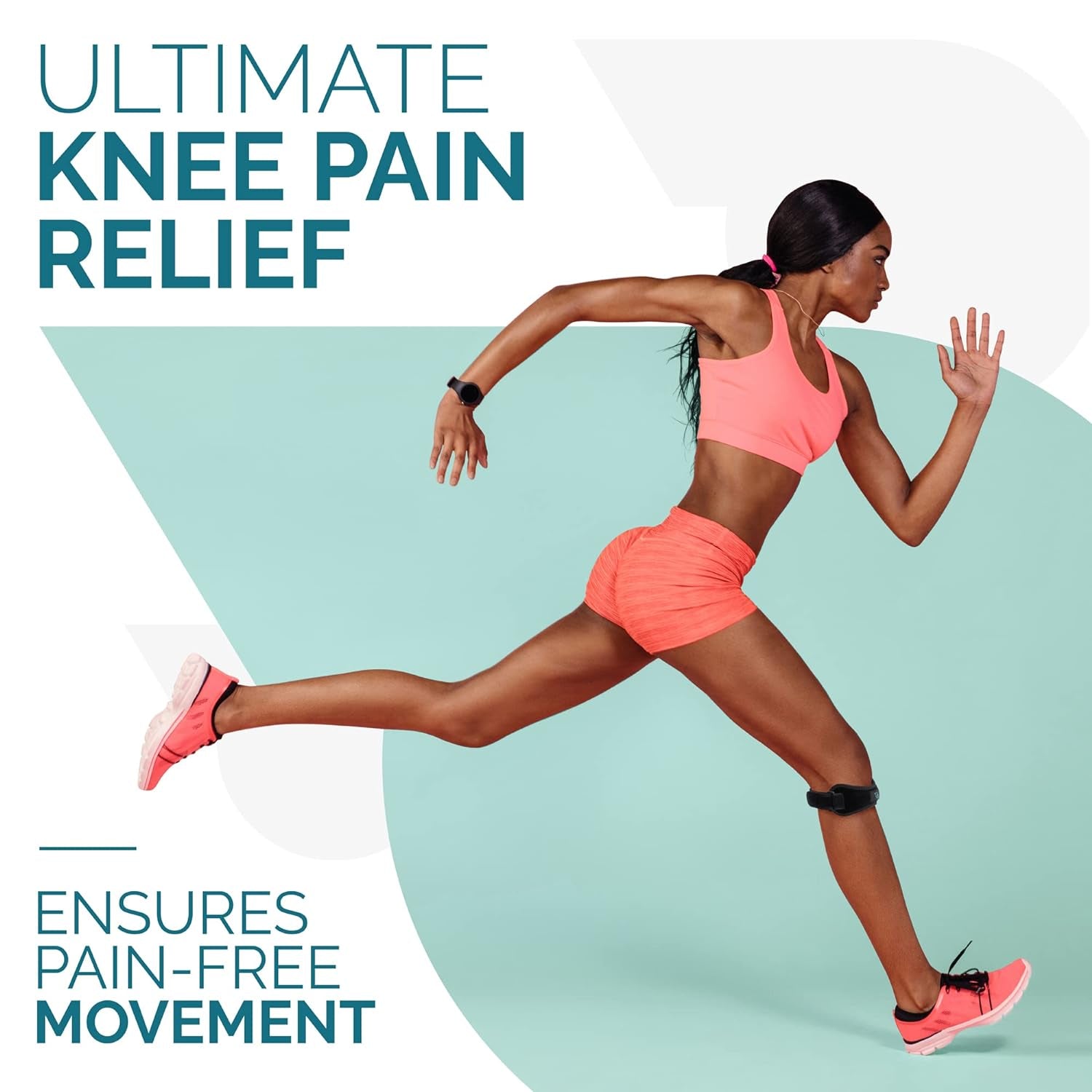 Sports Patella Strap Knee Brace Support for Arthritis, ACL, Running, Basketball, Meniscus Tear, Sports, Athletic. Best Knee Brace for Hiking, Soccer, Volleyball & Squats (Pack of 2, Black)