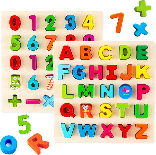 Wooden Alphabet Puzzles for Toddlers - Chunky ABC Puzzle, Alphabet Puzzle, Learning for Toddlers Preschool Boy Girl Gifts Birthday