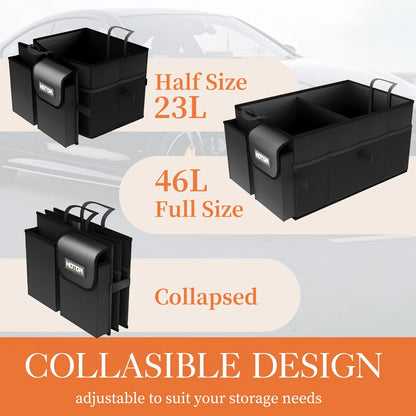 Trunk Organizer for SUV - 2 Compartments & 6 Pockets Trunk Organizer for Car, Car Organizers and Storage