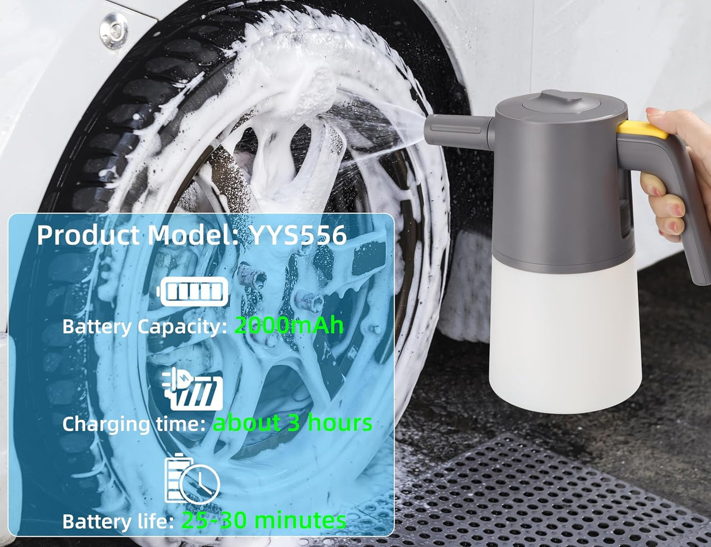 Foam Sprayer Car Wash, Electric Car Foam Sprayer with USB, Electric Pressure Car Foam Sprayer for Washing,Car Wash Foam Sprayer Suitable for Home, Garden and Car Beauty and Cleaning（1 Liters）