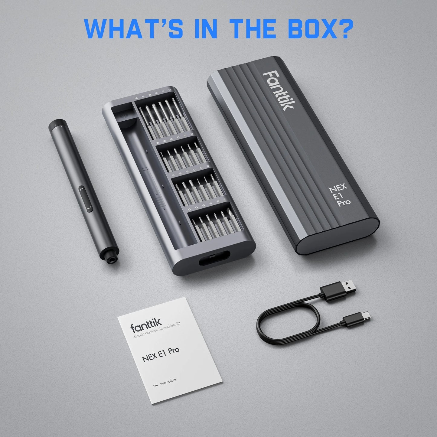 E1 Pro 3.7V (Not Led) Cordless Electric Screwdriver Kit, 3 N.M Torque with 24 Magnetic Bits, Quick-Charge Battery & Magnetic Holder - Ideal for Electronics Repair (Phones, Laptops, Watches)