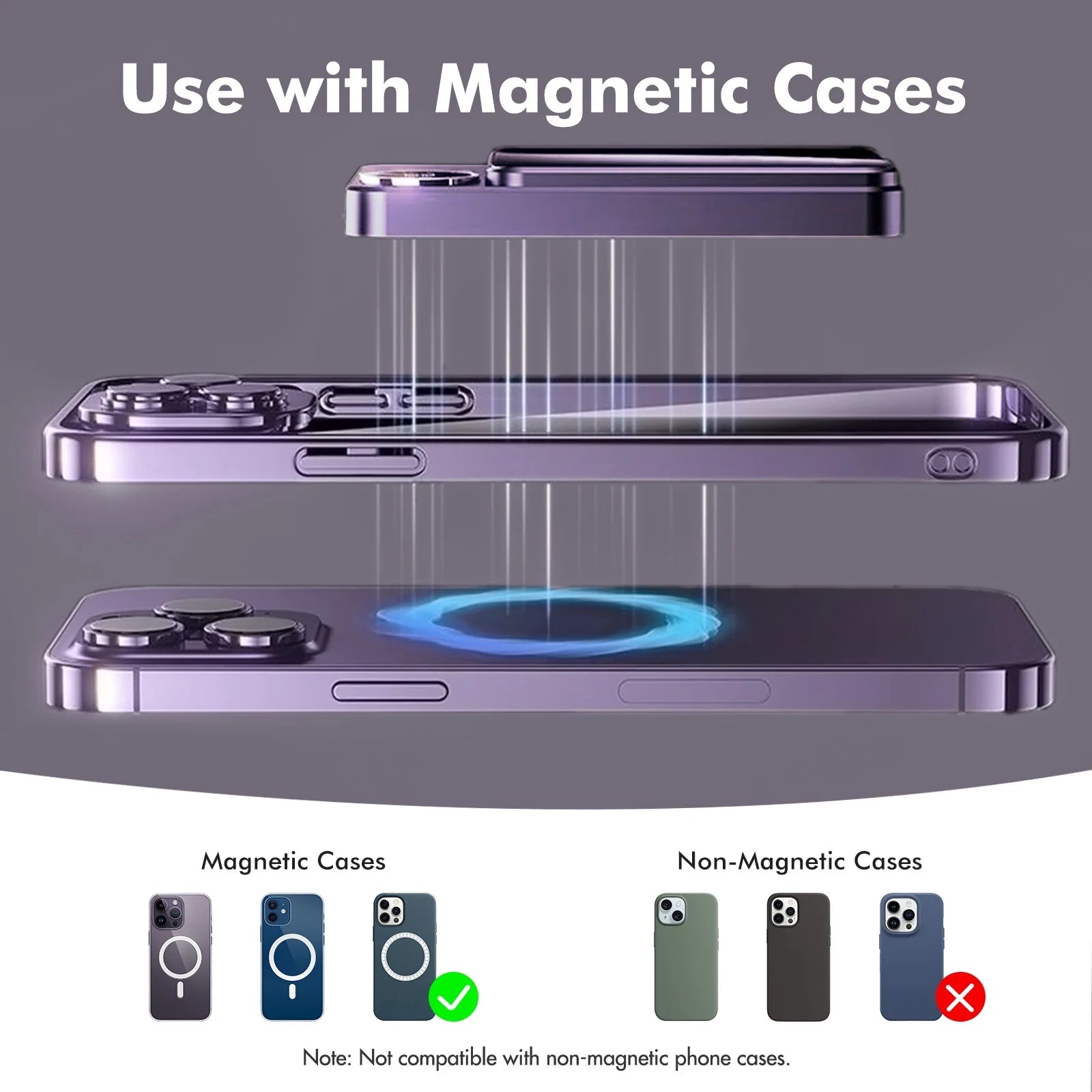 Wireless Power Bank, 10000Mah Super Capacity, with LED Power Display, 2 in 1 Portable Magnetic Power Bank, Compatible with Multi Device with Cable, Purple