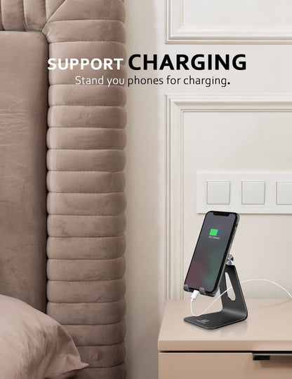 Phone Stand for Desk, Single Adjustable Cell Phone Holder, Portable Mobile Phone Cradle Dock for Iphone 15, 14, 13, 12 Pro Max, Samsung, Huawei, and All Smartphones. (Black)