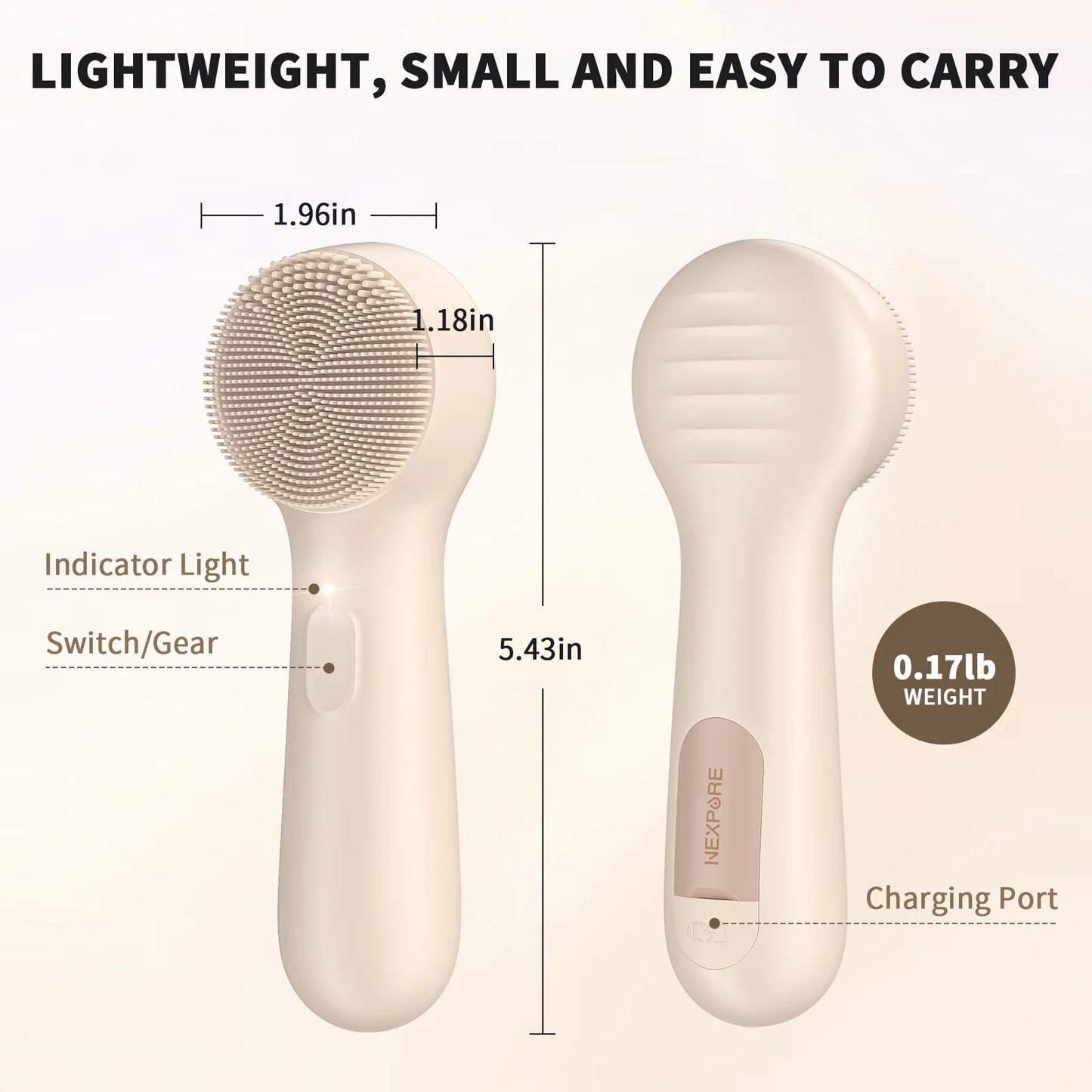 Facial Cleansing Brush,Ipx7 Waterproof Sonic Face Brush for All Skin Types,Electric Silicone Face Scrubber for Deep Cleansing and Exfoliation