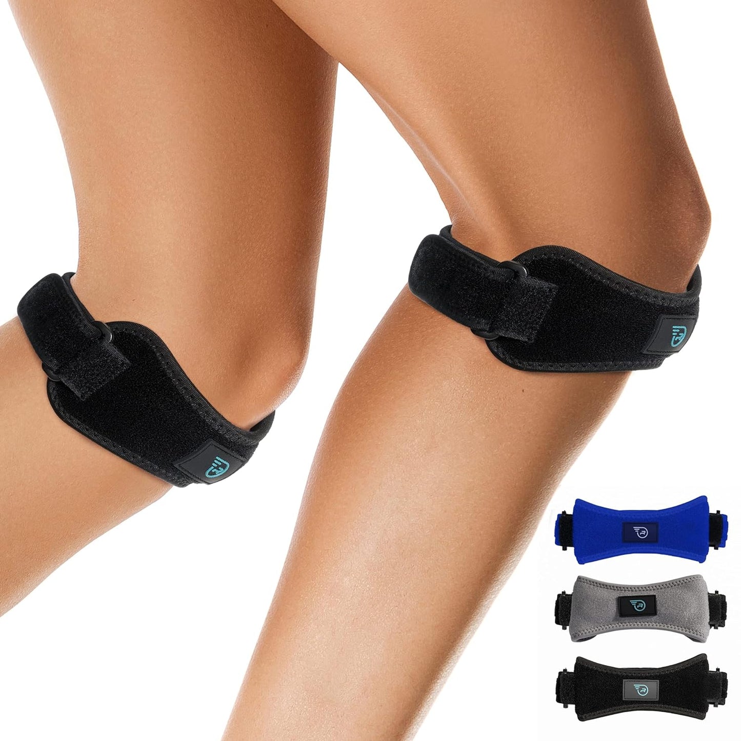 Sports Patella Strap Knee Brace Support for Arthritis, ACL, Running, Basketball, Meniscus Tear, Sports, Athletic. Best Knee Brace for Hiking, Soccer, Volleyball & Squats (Pack of 2, Black)