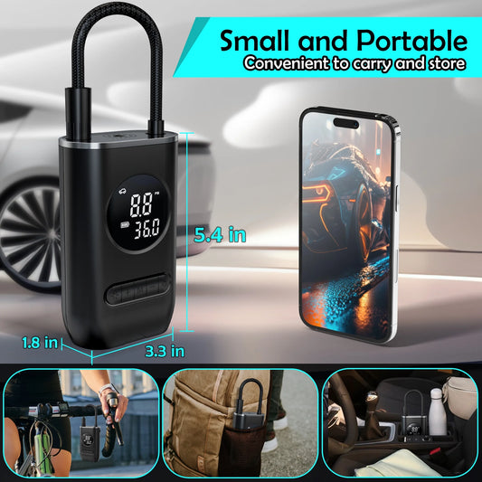 Portable Air Pump with Digital Pressure Gauge