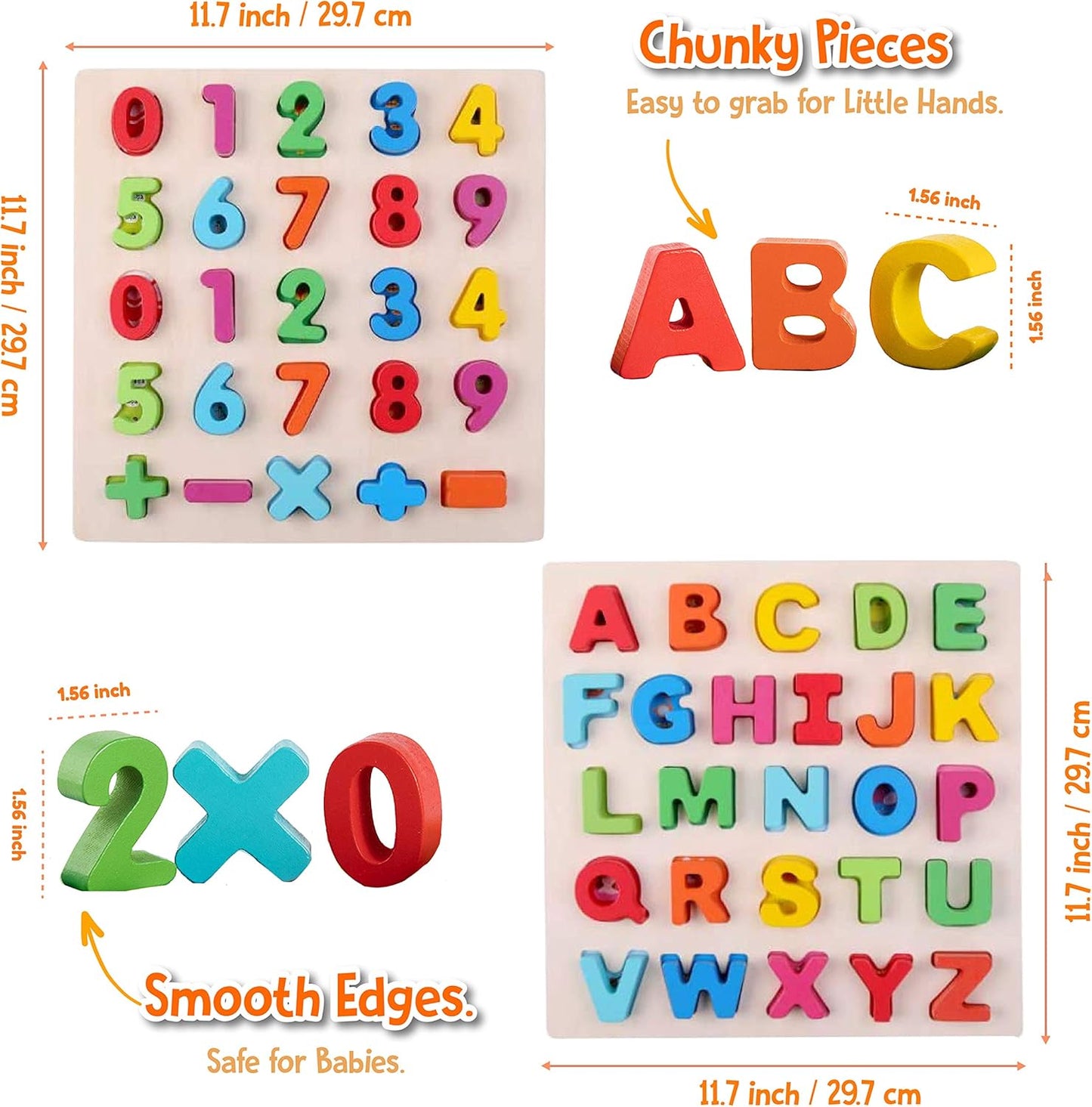 Wooden Alphabet Puzzles for Toddlers - Chunky ABC Puzzle, Alphabet Puzzle, Learning for Toddlers Preschool Boy Girl Gifts Birthday