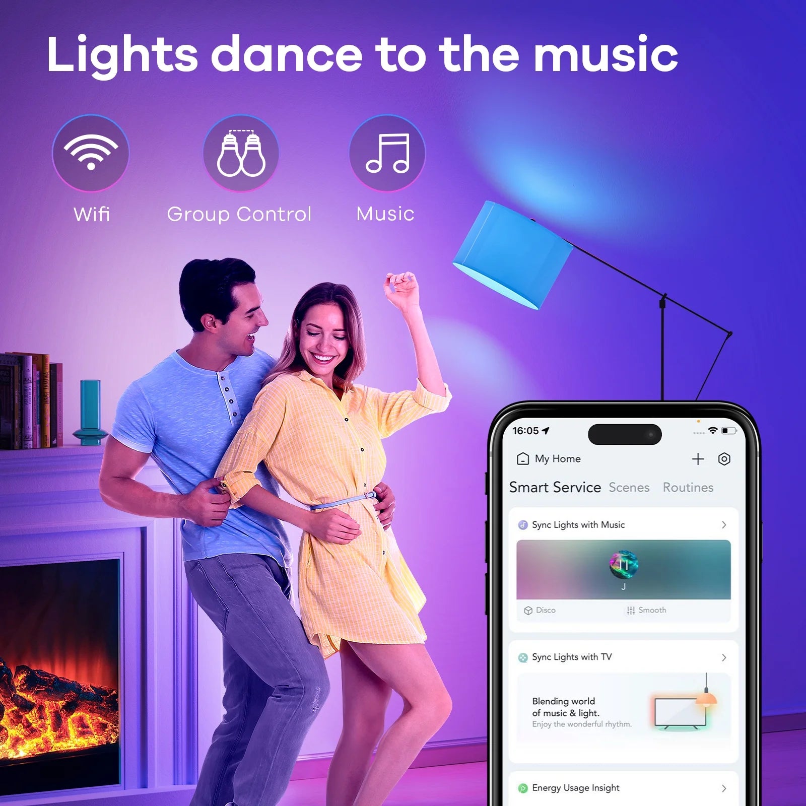 Smart Light Bulbs,  Matter Wifi Color Changing LED Light Bulbs, 9W (60Watt Eqv), A19 E26 RGB Dimmable Smart Light Bulbs Work with Alexa, Google Home, Smartthings, Music Sync, 2 Pack