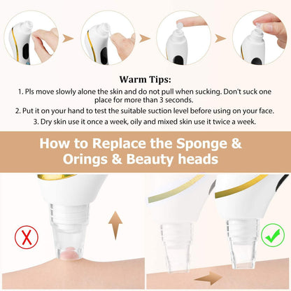 Blackhead Remover Vacuum,  2020 Newest Pore Cleaner Rechargeable 6 Levels Strong Suction Pore Vacuum and 6 Replacement Probes Electric Blackhead Comedone Extractor Acne Removal Tool for Nose Face