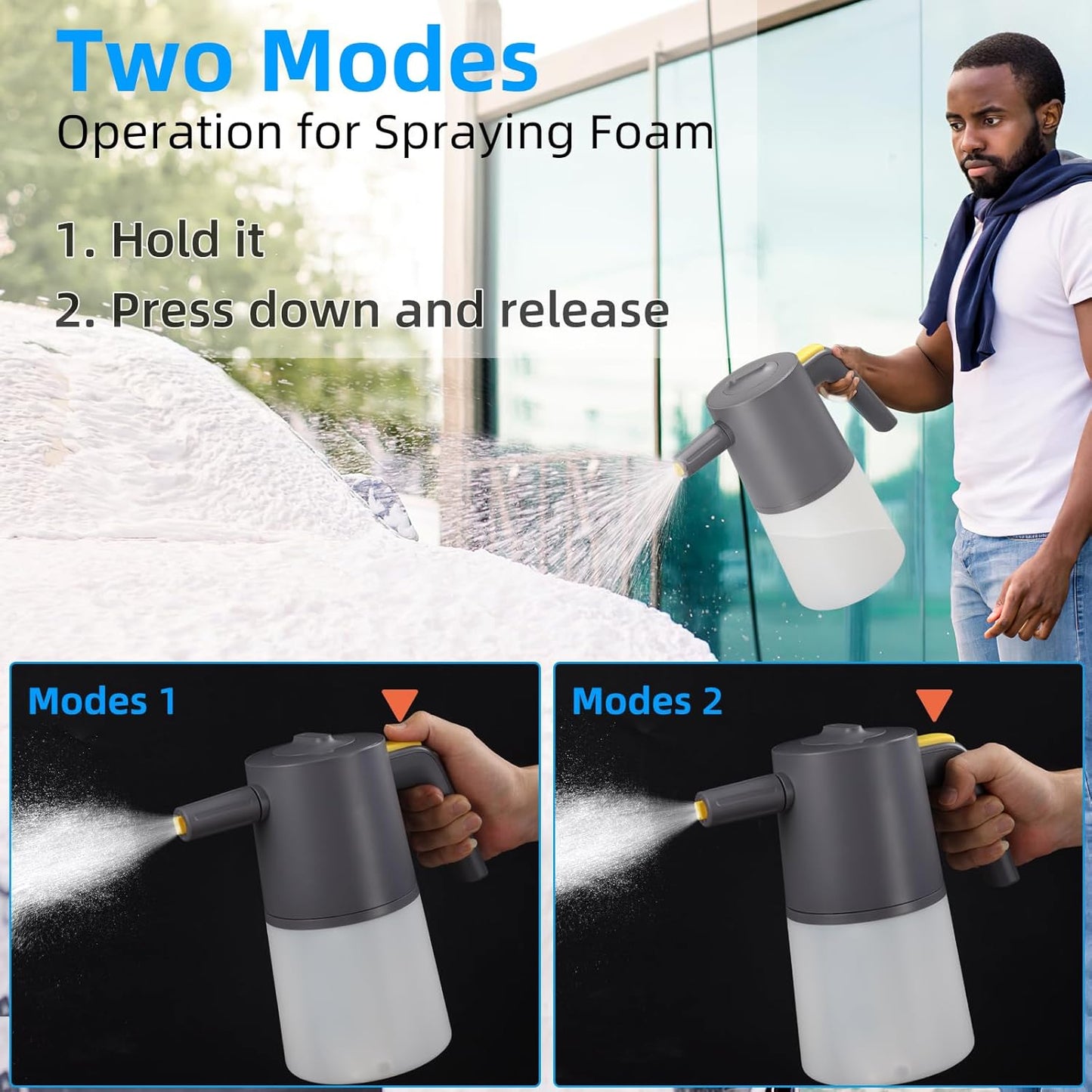 Foam Sprayer Car Wash, Electric Car Foam Sprayer with USB, Electric Pressure Car Foam Sprayer for Washing,Car Wash Foam Sprayer Suitable for Home, Garden and Car Beauty and Cleaning（1 Liters）