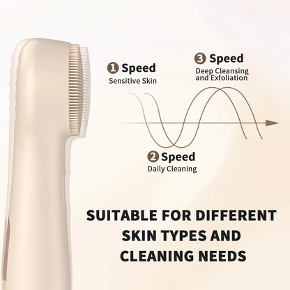 Facial Cleansing Brush,Ipx7 Waterproof Sonic Face Brush for All Skin Types,Electric Silicone Face Scrubber for Deep Cleansing and Exfoliation