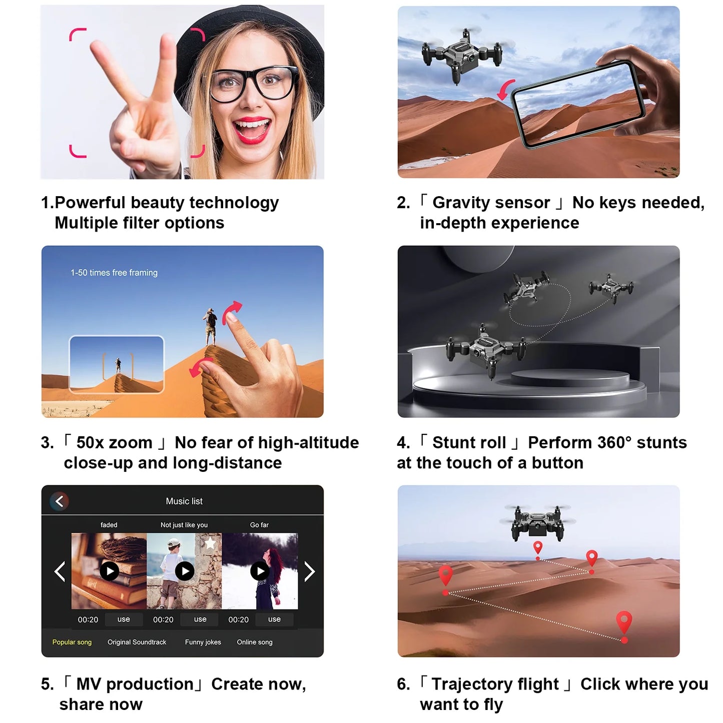 4K Foldable Drone for Kids, Mini Drone with Camera, Portable RC Quadcopter with Altitude Hold 3D Flips and Headless Mode Easy to Fly