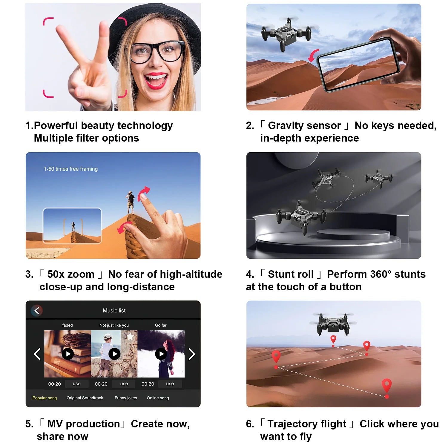 4K Foldable Drone for Kids, Mini Drone with Camera, Portable RC Quadcopter with Altitude Hold 3D Flips and Headless Mode Easy to Fly