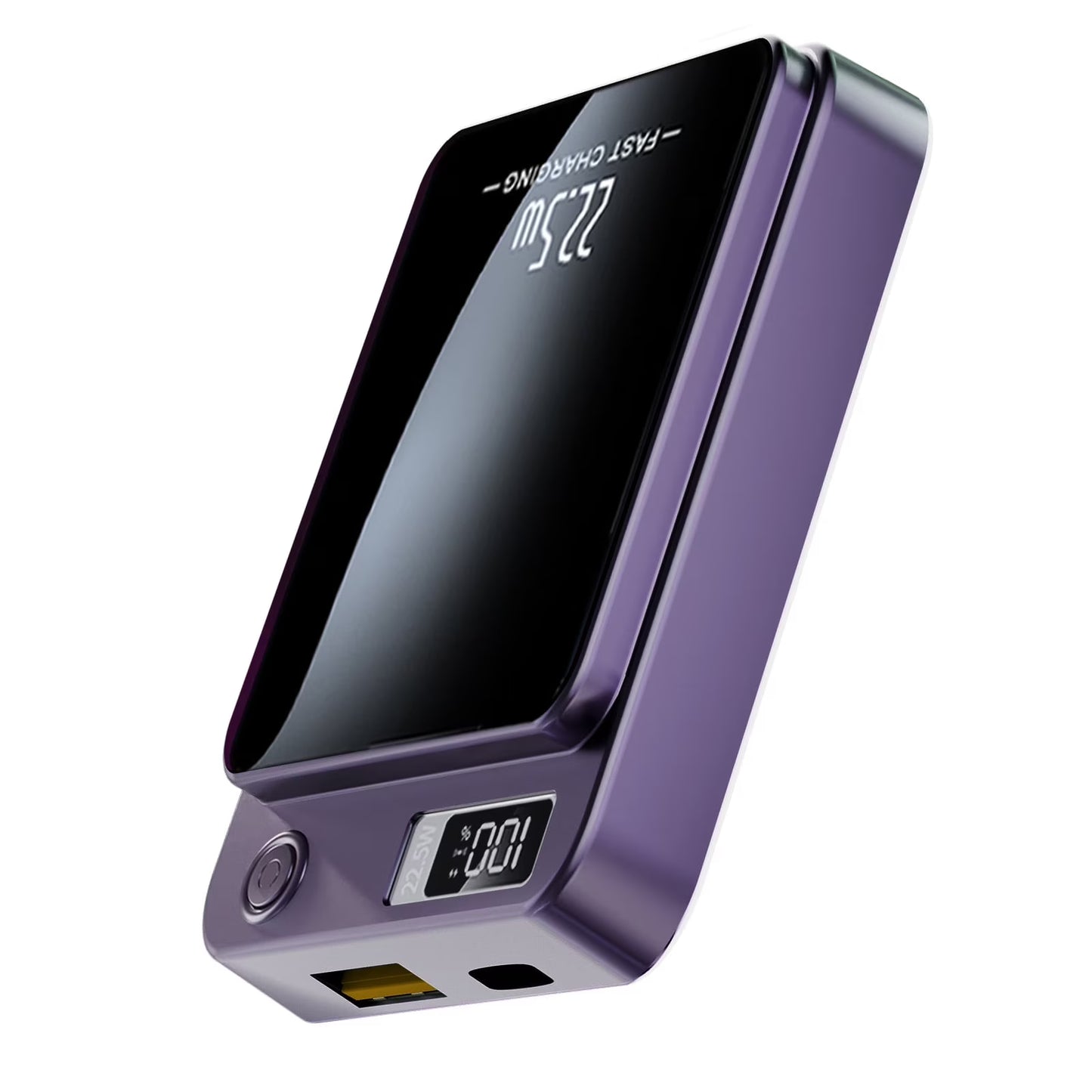 Wireless Power Bank, 10000Mah Super Capacity, with LED Power Display, 2 in 1 Portable Magnetic Power Bank, Compatible with Multi Device with Cable, Purple