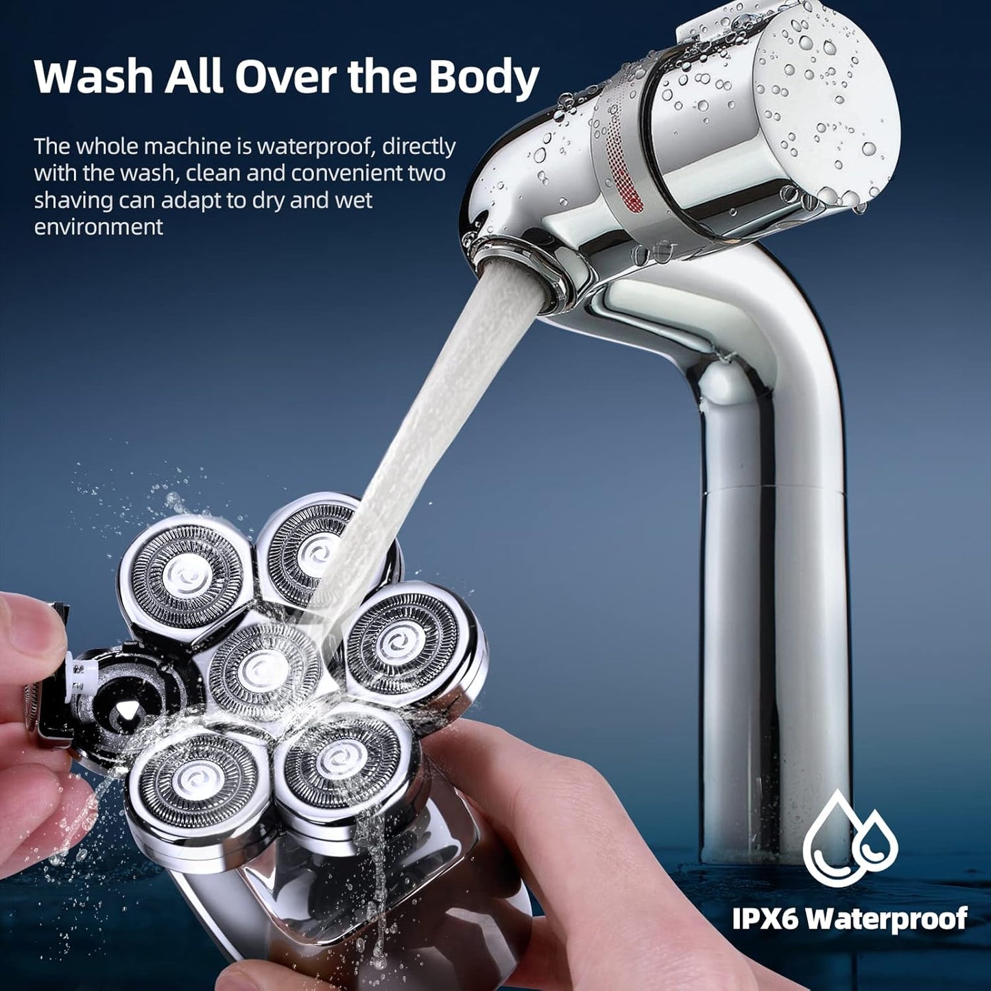 Rasoir À Tête Chauve Homme 7D, Rasoir Electriques Hommes Sans Fil Avec Base De Charge Rapide, 6 En 1 Tondeuse À Barbe Rechargeable, Rasoir Electrique Tondeuse Cheveux Avec Étanche, Affichage LED