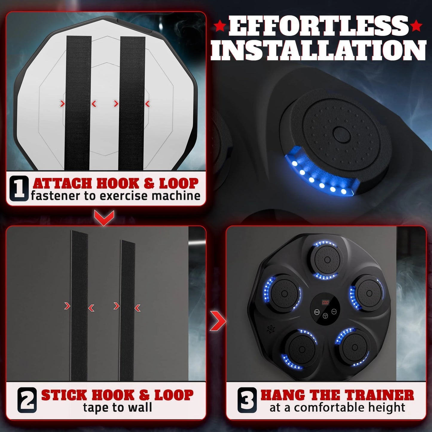 Music Boxing Machine for Adults Durable Wall Mounted Bluetooth Music Punching Machine with 9 Modes Shock Absorbing Pads LED Screen & Included Gloves Boxing Equipment for Training at Home