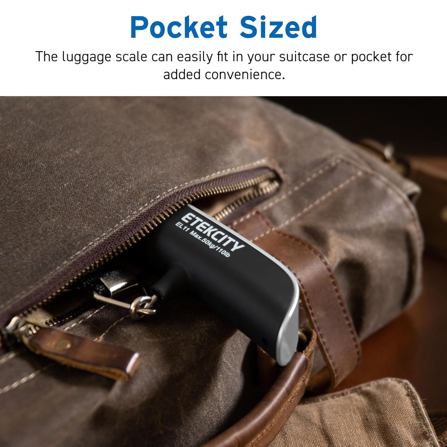 Luggage Scale, Travel Essentials, Digital Suitcase Weight Scales for Travel Accessories, Hanging Baggage Scale with Hook, 110 Pounds, Battery Included, Silver