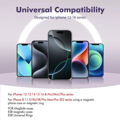 Wireless Power Bank, 10000Mah Super Capacity, with LED Power Display, 2 in 1 Portable Magnetic Power Bank, Compatible with Multi Device with Cable, Purple