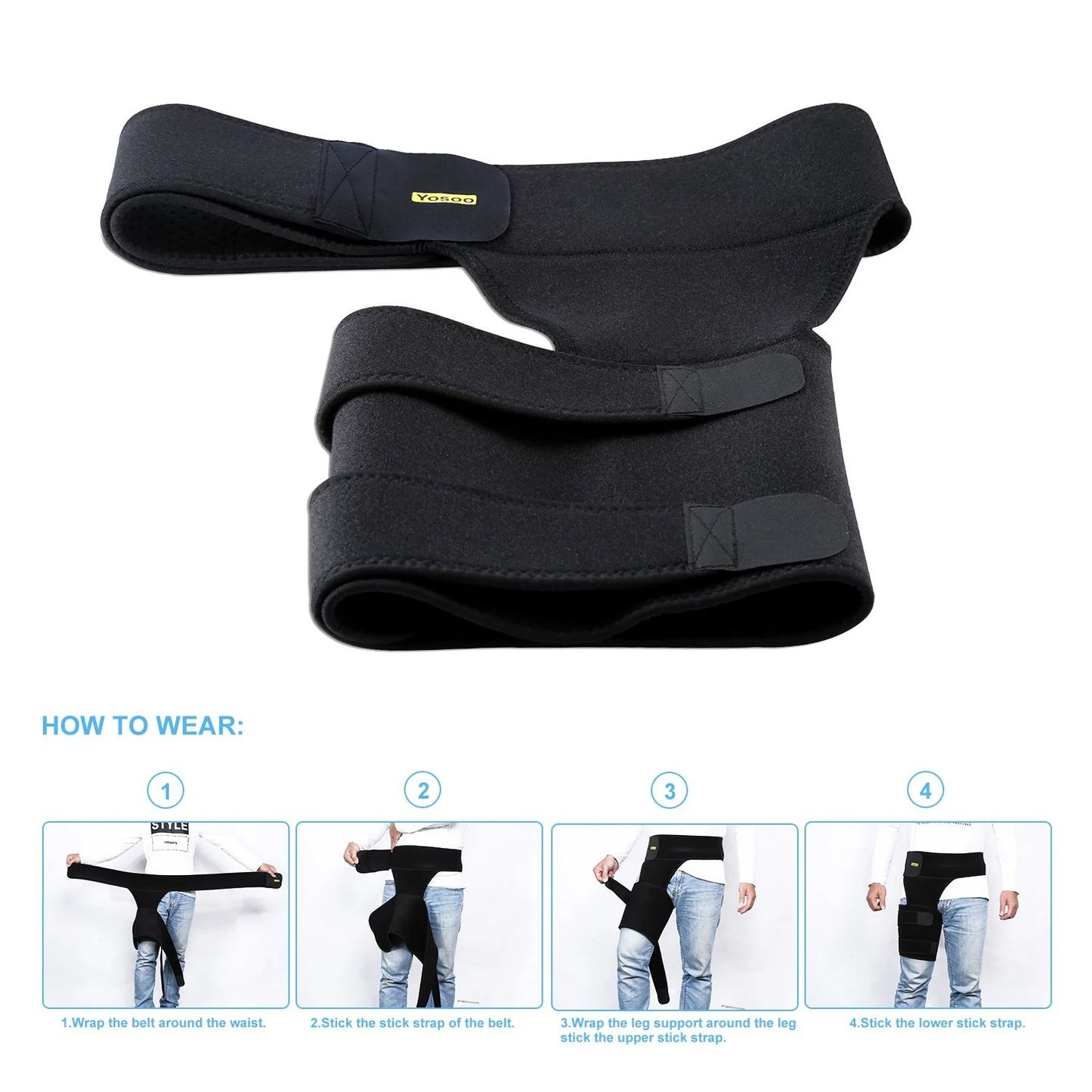 Hip Brace Thigh Compression Sleeve Hamstring Support Wrap Adjustable Neoprene Groin Wrap Great for Running Sports Groin Pulls Pulled Muscles, Sciatic Nerve Pain Relief,Hip Flexor for Men Women