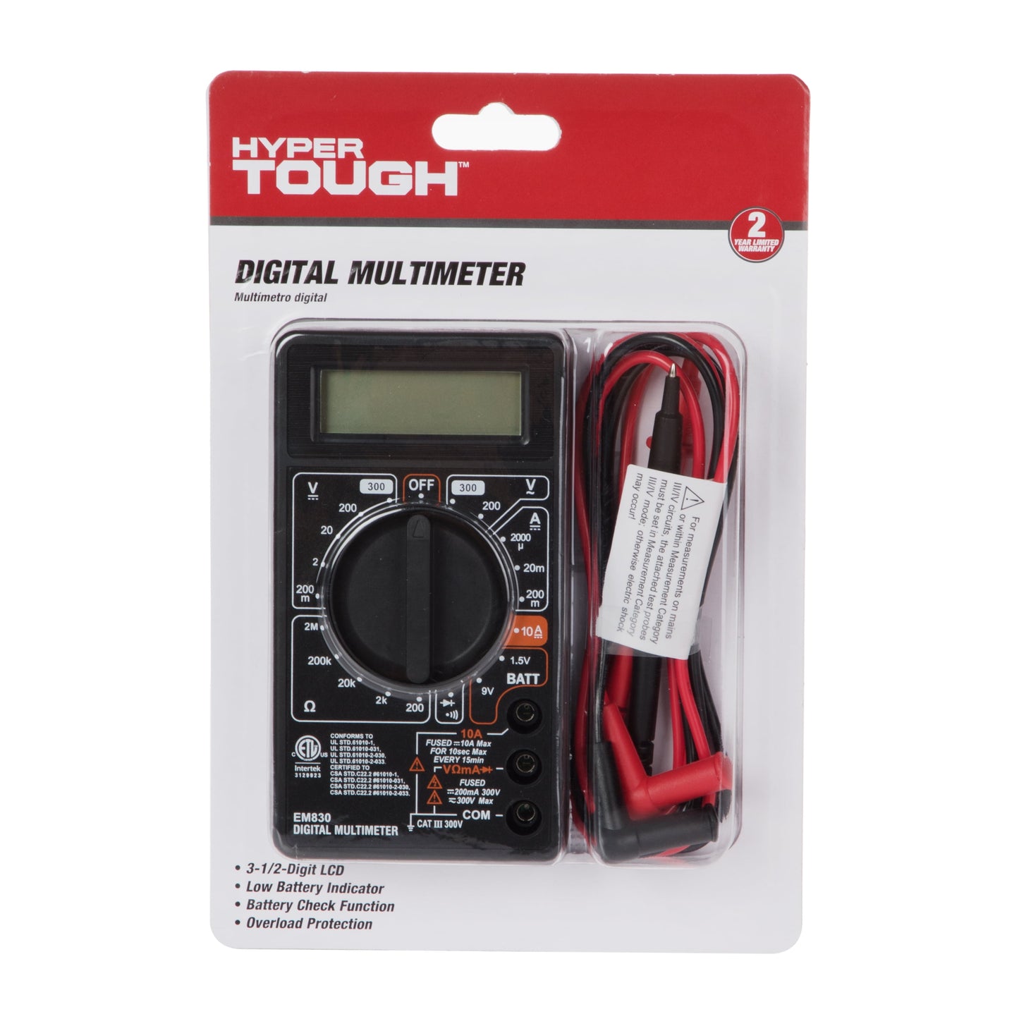 Digital Multimeter TD35235J, 3 1/2 Digit Screen, New, 4.25 Inch Assembled Product Width