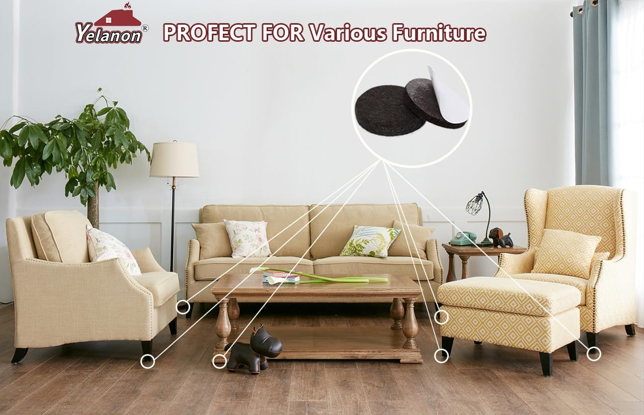 Felt Furniture Pads -56 Pcs(1+2)” Premium Felt Pads for Chair Legs Furniture, Floor Protectors for Hardwood Floors,Brown