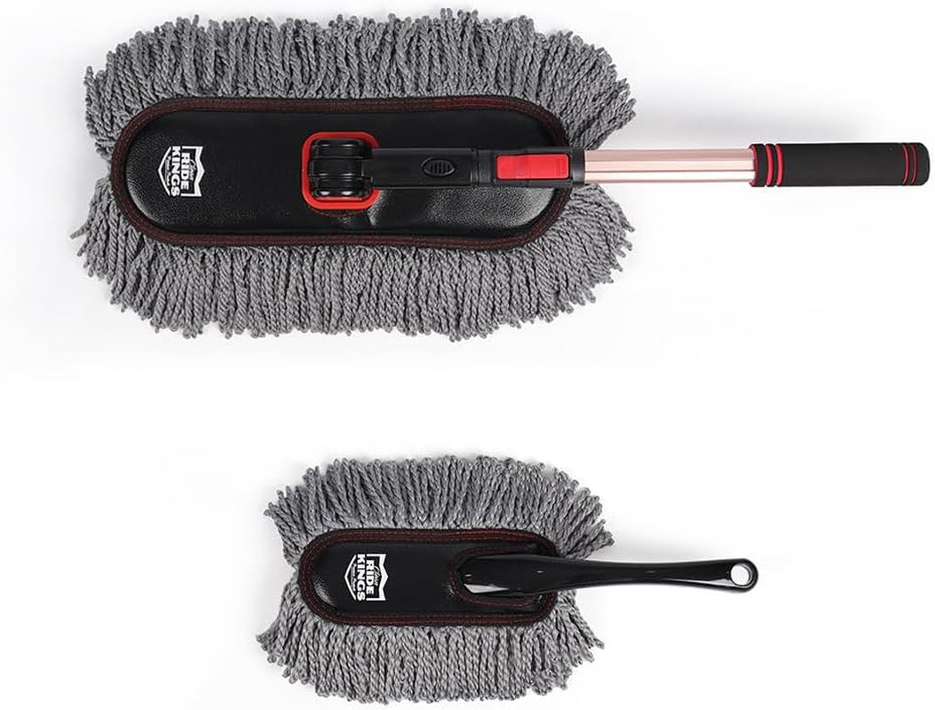 Car Duster Set,Car Duster Exterior Scratch Free with Extendable Handle,Large and Small Auto Brushes Remove Dust for RV and Trucks,Microfiber Interior Brush