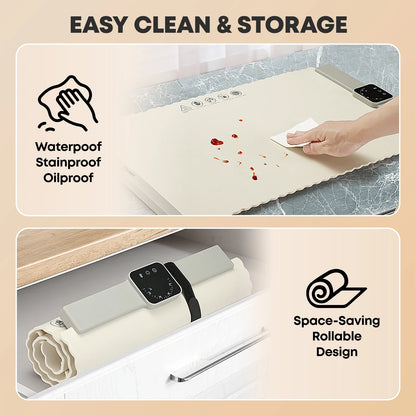 Food Warming Mat, Foldable Roll up Silicone Electric Warming Tray with 5 Level Temperature for Parties Home Trave,White