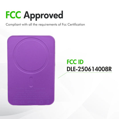 Wireless Power Bank, 10000Mah Super Capacity, with LED Power Display, 2 in 1 Portable Magnetic Power Bank, Compatible with Multi Device with Cable, Purple