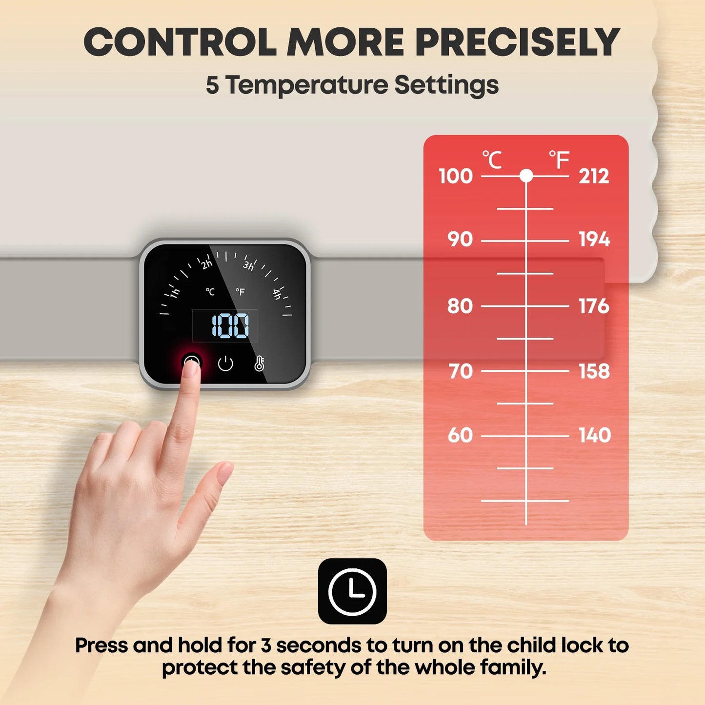 Food Warming Mat, Foldable Roll up Silicone Electric Warming Tray with 5 Level Temperature for Parties Home Trave,White