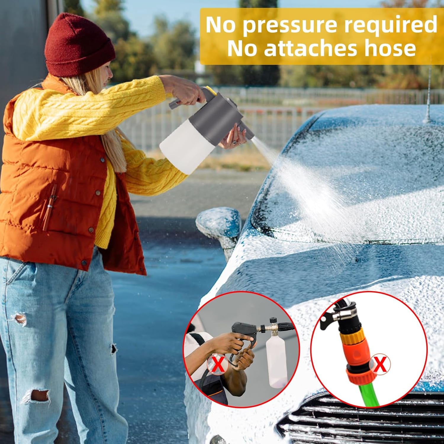 Foam Sprayer Car Wash, Electric Car Foam Sprayer with USB, Electric Pressure Car Foam Sprayer for Washing,Car Wash Foam Sprayer Suitable for Home, Garden and Car Beauty and Cleaning（1 Liters）