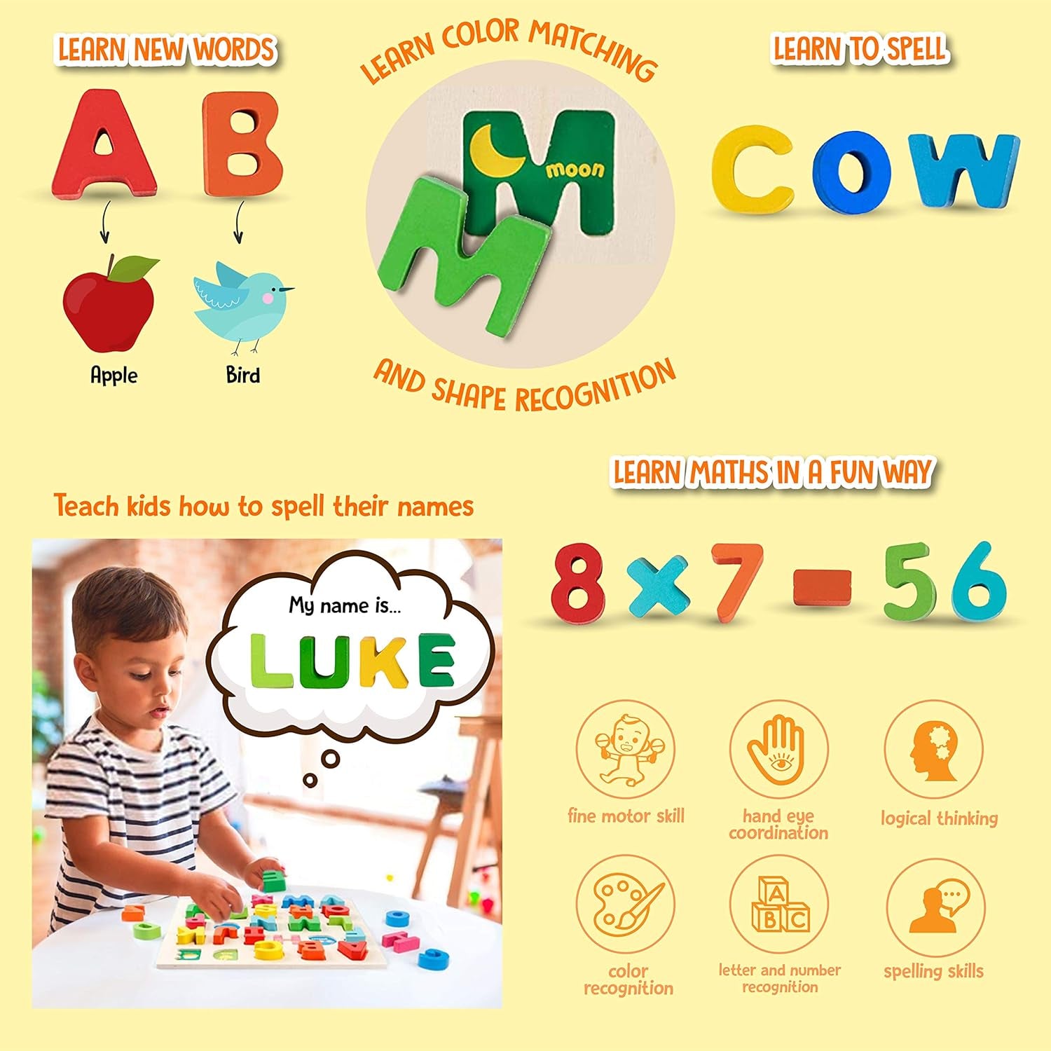 Wooden Alphabet Puzzles for Toddlers - Chunky ABC Puzzle, Alphabet Puzzle, Learning for Toddlers Preschool Boy Girl Gifts Birthday