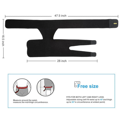 Hip Brace Thigh Compression Sleeve Hamstring Support Wrap Adjustable Neoprene Groin Wrap Great for Running Sports Groin Pulls Pulled Muscles, Sciatic Nerve Pain Relief,Hip Flexor for Men Women