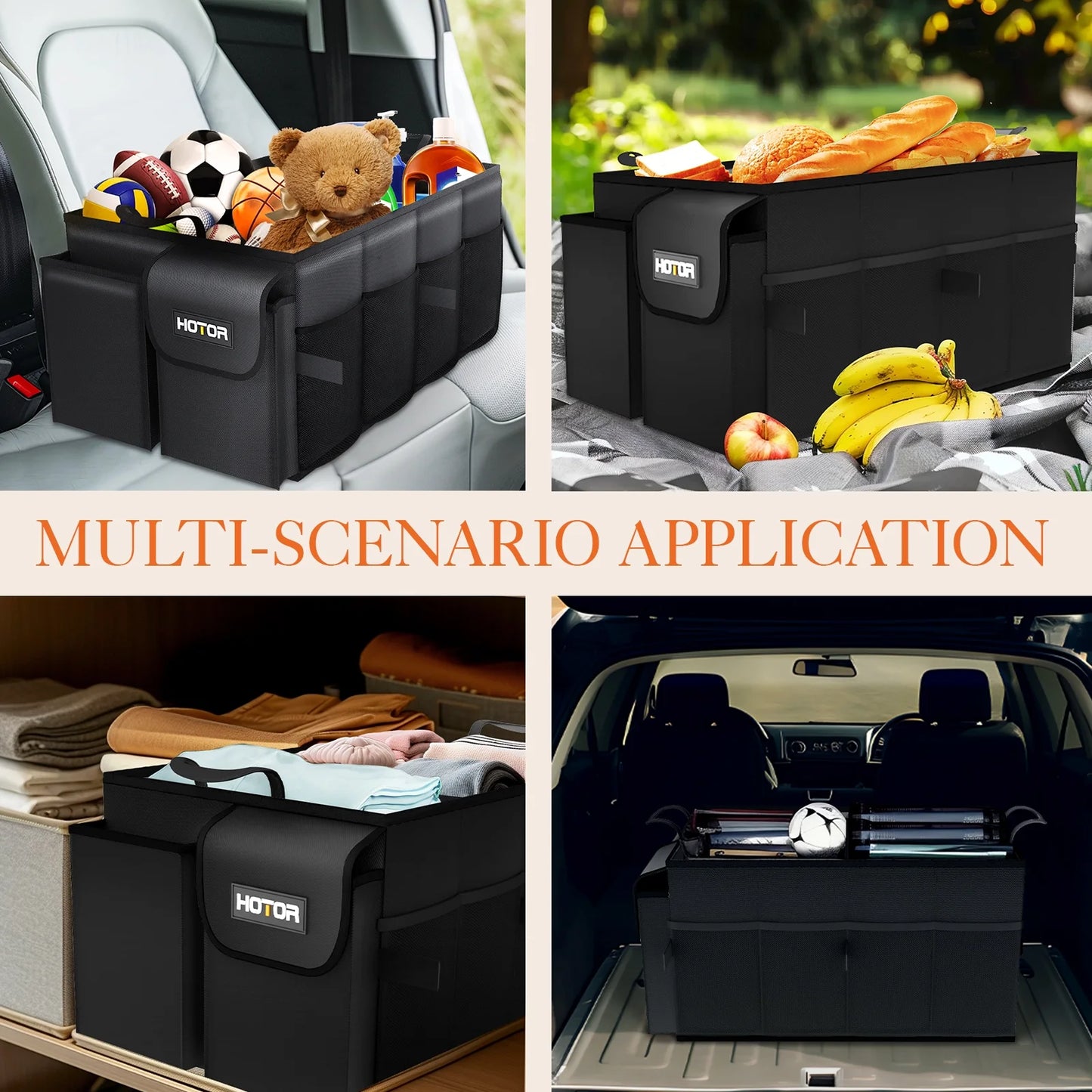 Trunk Organizer for SUV - 2 Compartments & 6 Pockets Trunk Organizer for Car, Car Organizers and Storage